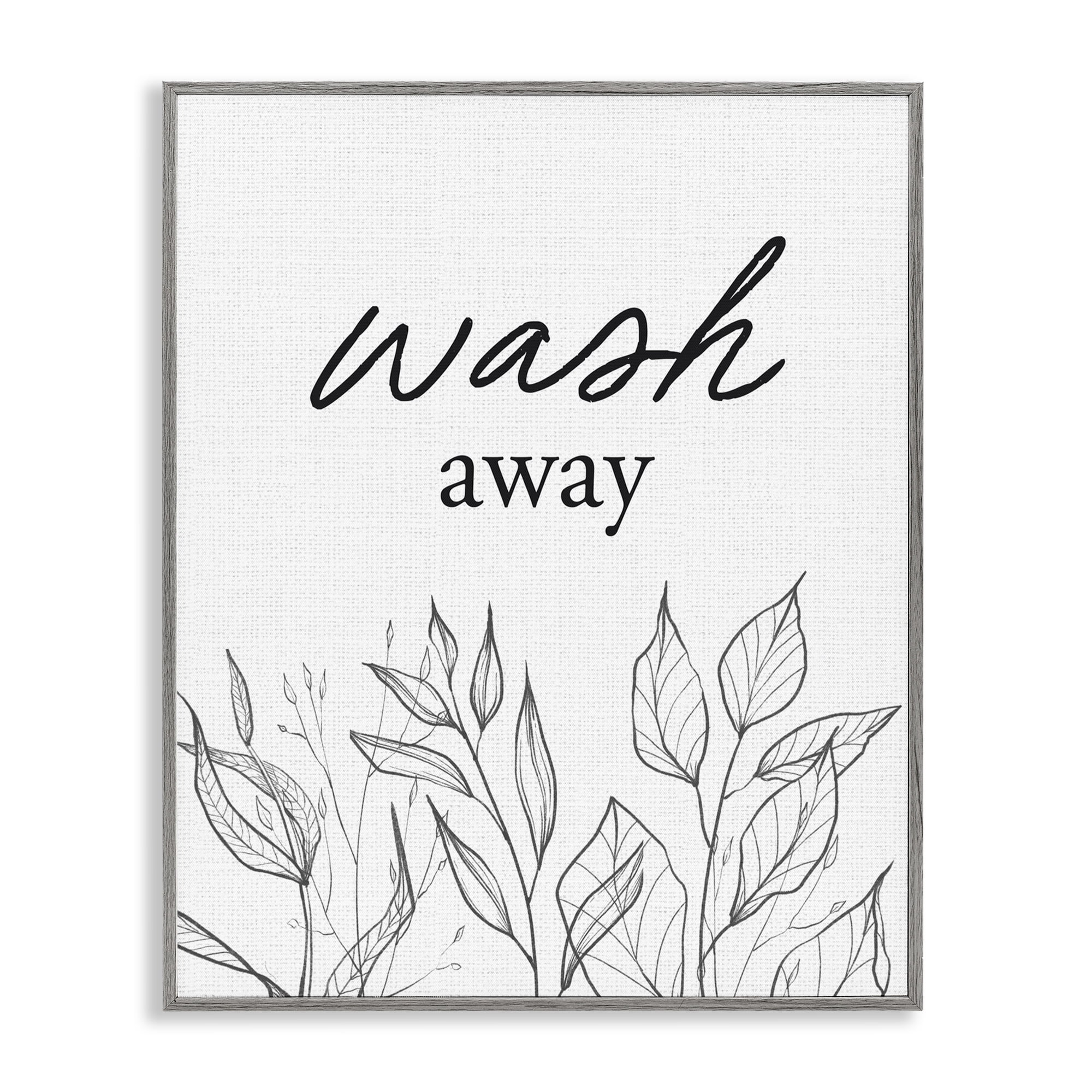 Minimalist Leaves Wash Away Gray Framed Giclee Art, design by Lettered and Lined