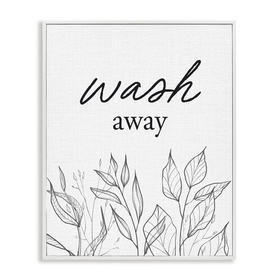Stupell Industries Contemporary Minimalist Leaves Wash Away White Framed Giclee Art, 24 x 30, by Lettered and Lined