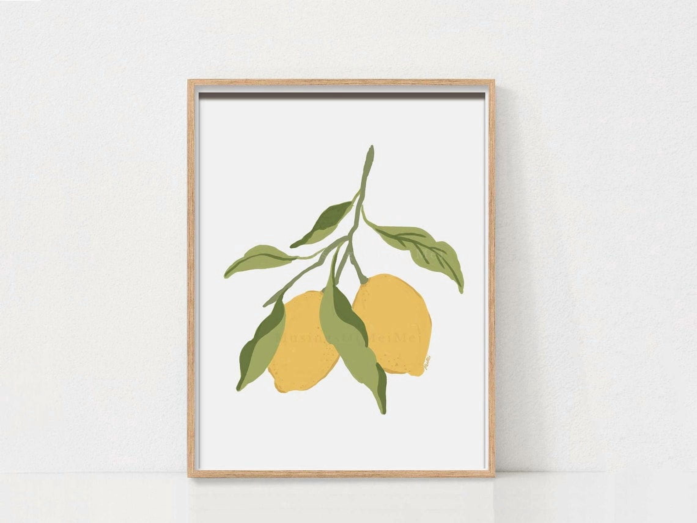 Minimalist Lemon Botanical Poster, Fresh Citrus Fruit, Modern Farmhouse ...