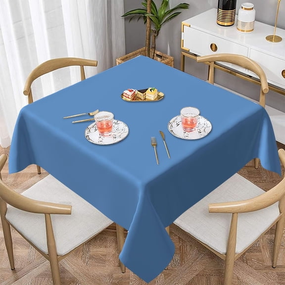 Minimalist Light Blue Soft Tablecloth Square Dinng Table Covers for Kitchen & Table Linens 52" x 52"