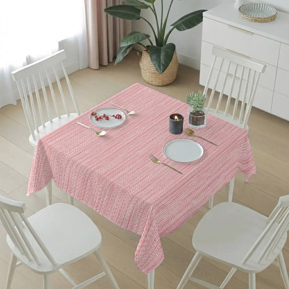 Minimalist Light Pink Table Cloth 54x54in, Waterproof Square Tablecloth Wipeable Tablecloths Crosshatch Linen Textured Table Covers for Dining Tables Party Indoor Outdoor