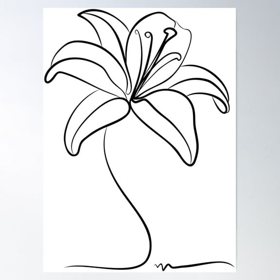 Minimalist Lily Sketch Poster Wall Art, Modern Wall Decor For Living Room Bedroom, 8x12 UNFRAMED
