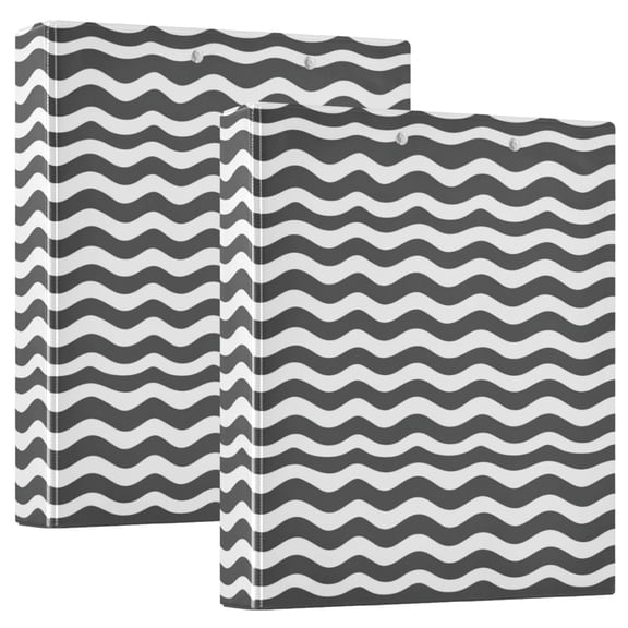 Minimalist Line Art 12.4x10.6in PVC Round Ring Binder, D-Ring 3-Hole, Metal Clip, 200 Sheets