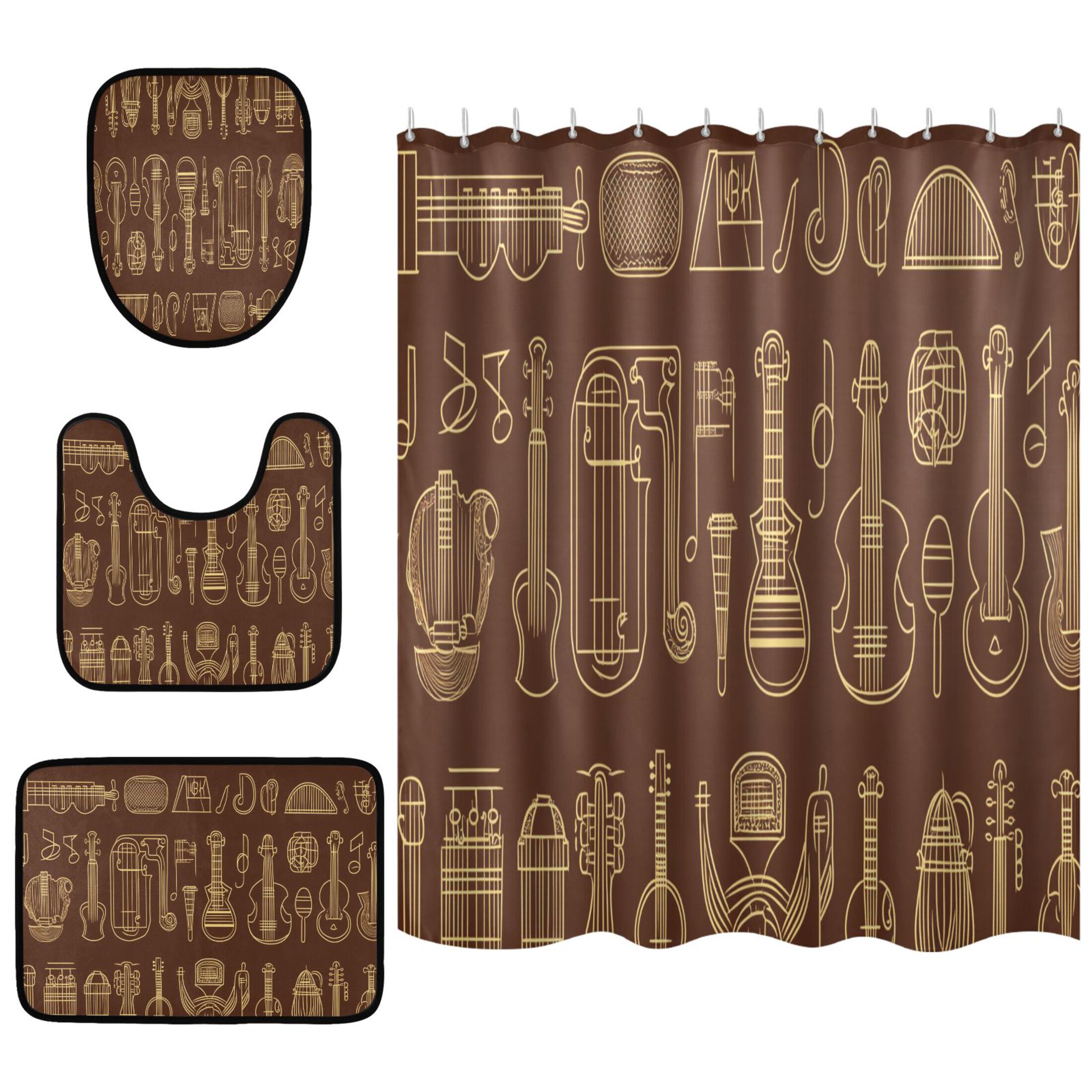 Minimalist Line Art Bathroom Accessory Curtain Sets Bath Curtain Anti ...