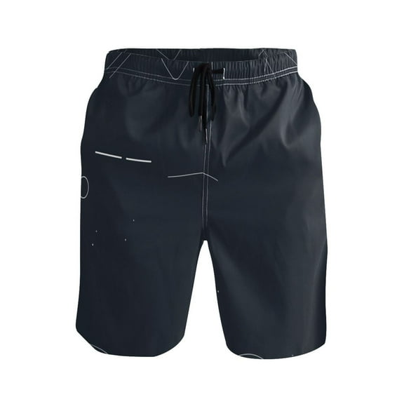 Minimalist Line Art Design Large Size Men's Quick Dry Beach Shorts with Mesh Lining, Lightweight