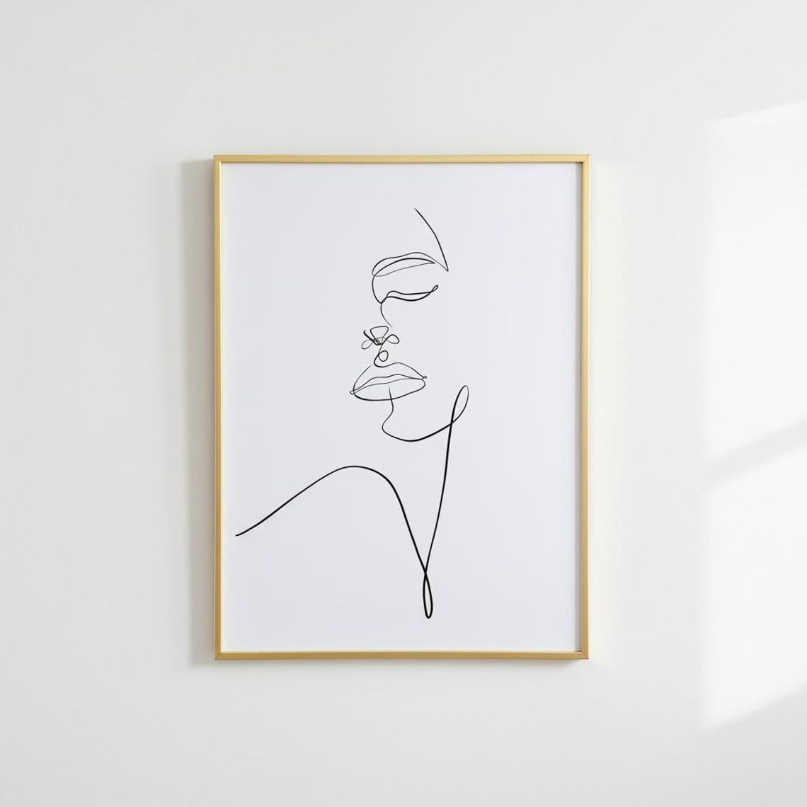 Minimalist Line Art Face Pose Print – Elegant Modern Abstract Wall ...