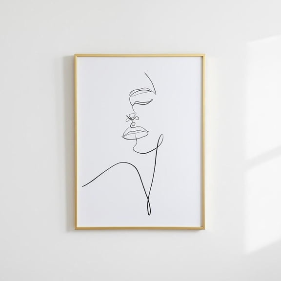 Minimalist Line Art Face Pose Print – Elegant Modern Abstract Wall Décor, Poster, Unframed Poster Size 24x36