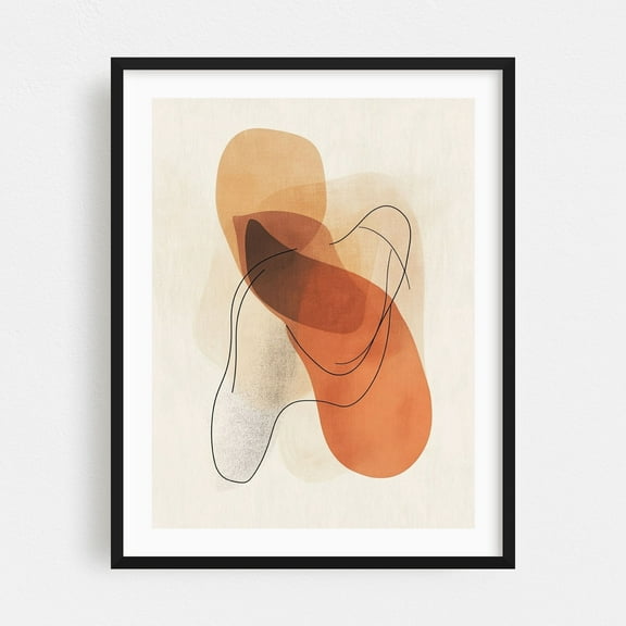 Minimalist Line Art - Line Drawing Black Framed Wall Art Print 16 x 20 inches