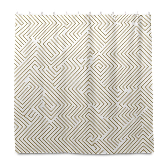 Minimalist Line Design 72x72 Waterproof Shower Curtain Liners Durable Metal C-Hooks Fade-Proof Thermal Print Anti-Splash