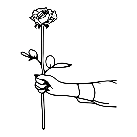 Minimalist Line Drawing Home Pendant, Metal Handheld Rose Black Wall Decor, Creative Quirky Art Wall Sculpture, Kitchen Bathroom