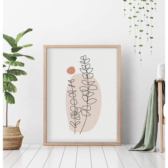Minimalist Line Drawing Plant Print, Botanical Wall Art Unframed Paper Print