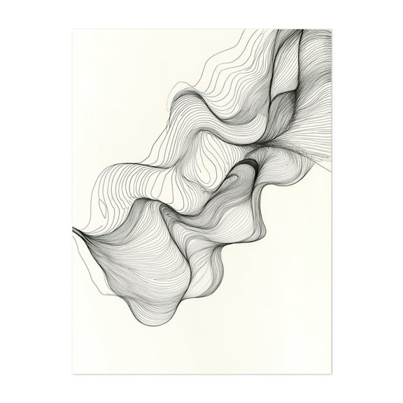 Minimalist Line Waves - Line Drawing Unframed Wall Art Print 16 x 20 inches