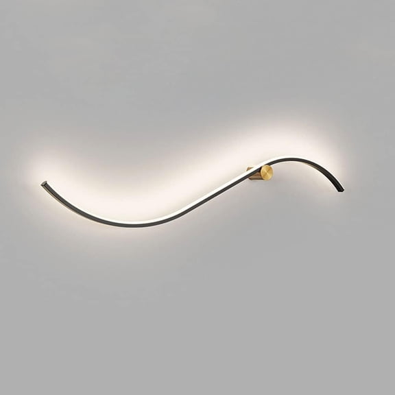 Minimalist Linear Wall Sconce Black Gold Wall Lamp, LED Bar Strips Indoor Bedroom Lighting Fixtures for Living Room Background Home Decoration Modern Wall Wash Lights