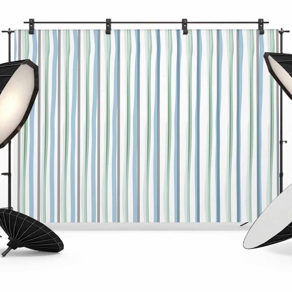 Minimalist Lines Backdrop for Photography, Hand Painted Blue Green Stripes Photo Backdrop Portrait Background Party Banner Photo Backgrounds for Studio Booth Props, 7x5ft