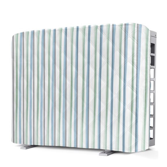 Minimalist Lines Indoor Window Air Conditioner Cover Hand Painted Blue Green Stripes Double Insulation AC Covers for Inside Window Unit Waterproof AC Unit Covers for Winter 17"Lx13"Hx3.5"D