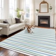 thumbnail image 1 of Minimalist Lines Large Area Rugs 5x8 ft Hand Painted Blue Green Stripes Washable Rug Non Slip Indoor Carpet Absorbent Floor Mat for Living Room Bedroom Dining Room, 1 of 9