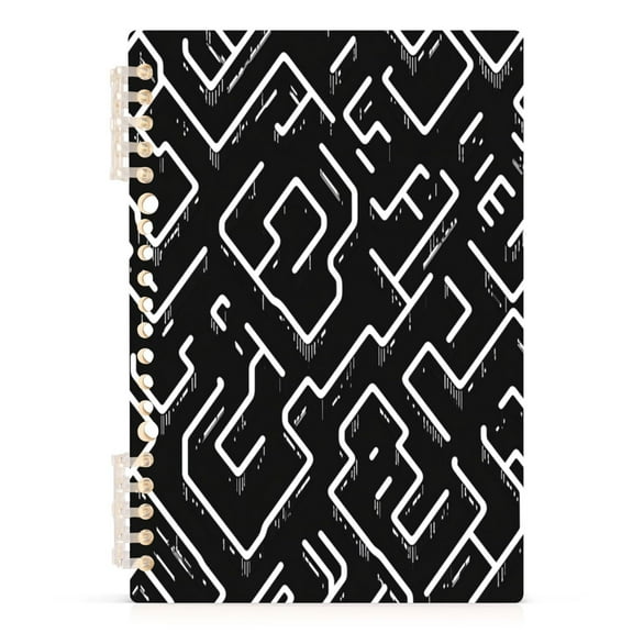 Minimalist Lines Pattern A5 8.3x5.7in PP Notebook, Adjustable Rings, 60 Sheets, Diary or Journey Note