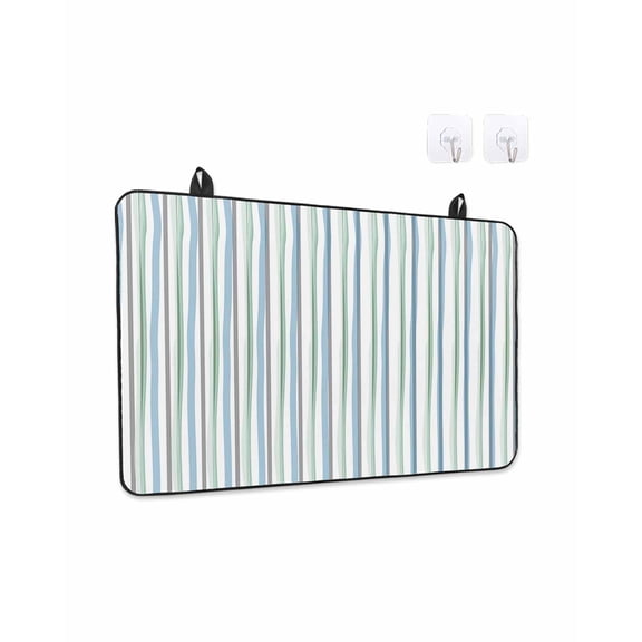 Minimalist Lines Stove Top Covers for Electric Stove, 28'x20'' Hand Painted Blue Green Stripes Glass Ceramic Stove Cover Foldable Rubber Mat Heat Resistant Cooktop Protector for Kitchen