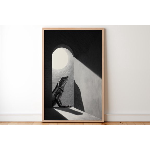 Minimalist Lizard Art Print Black And White Reptile Wall Decor Home Decor Office Wall Art