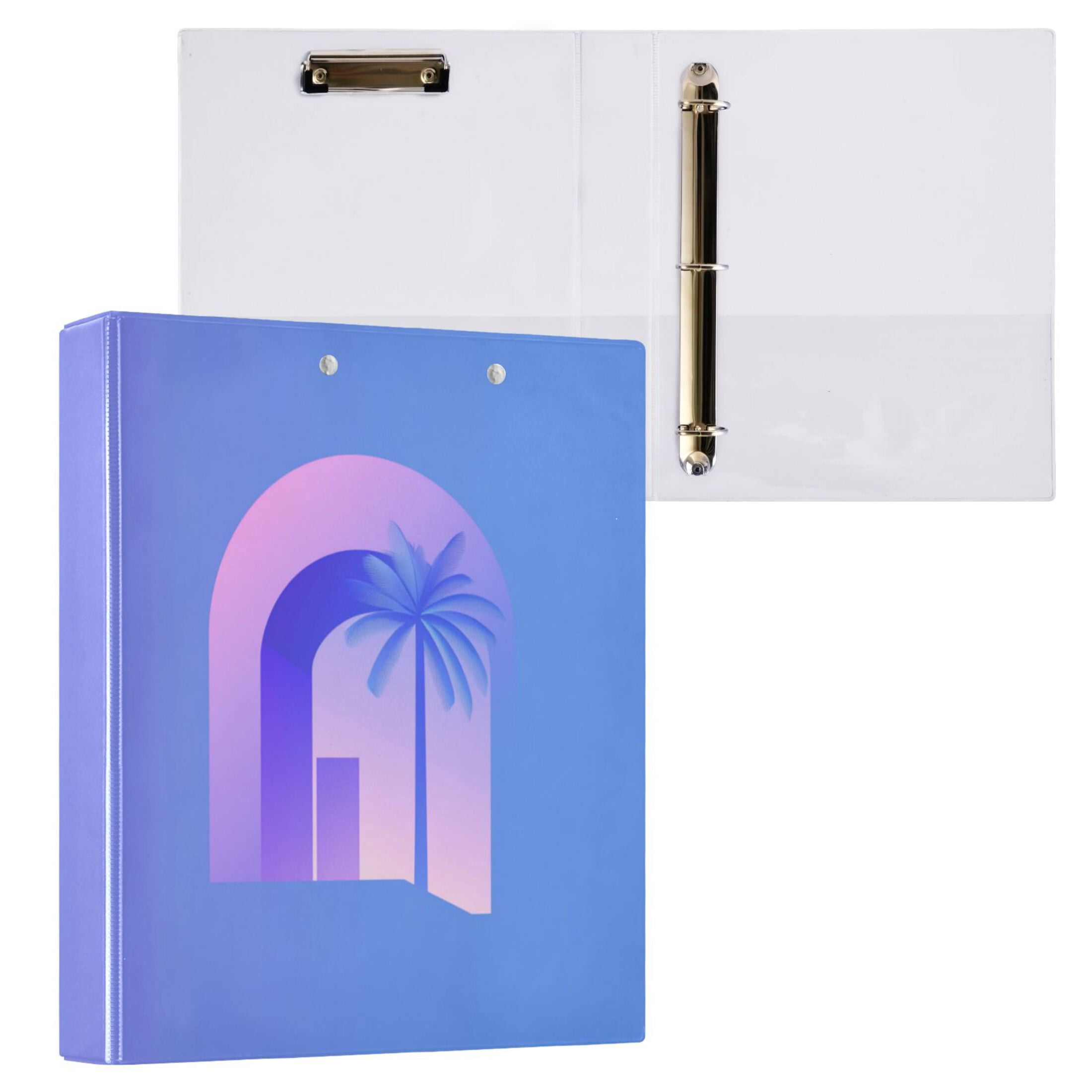 Mini Folder With Rings Minimalist Logo 3 Ring Hardcover Binders 1.5in Round Rings for Letter ...