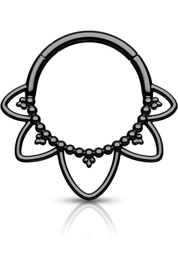 Minimalist Lotus G23 Solid Titanium Septum Rings 16G Flower Septum Jewelry Dainty Helix Daith Earrings for Women Daith Piercing Jewelry Surgical Steel Hypoallergenic