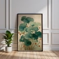 Minimalist Lotus Leaf Blue Ink Wash East Asian Botanical Wall Art Zen ...