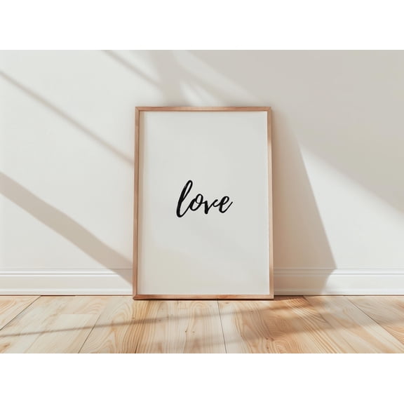 Minimalist Love Script Black White Poster Unframed Paper Print
