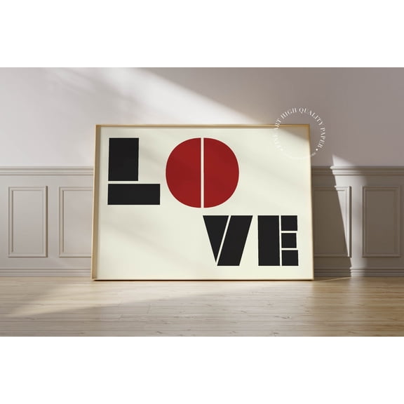 Minimalist Love Typography Print, Modern Home Decor Wall Art, Red And Black Artwork, Gift For Couples Wall Art, Modern Wall Decor, 12x18 UNFRAMED