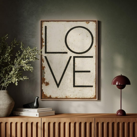 Minimalist Love Wall Art – Vintage Black Typography On Rustic White, Modern Farmhouse Decor Wall Art, Modern Wall Decor, 24x36 UNFRAMED