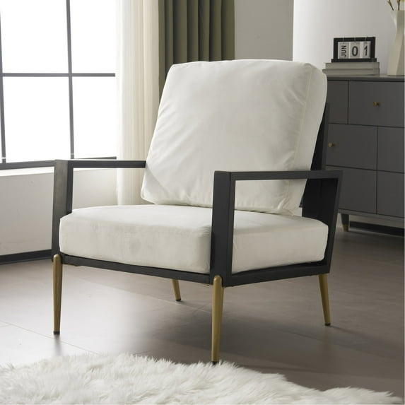 Minimalist Low Back Armchair | Great for Small Living Spaces | Electroplated Metal Legs for Corrosion Resistance | Customizable Pillow Angle