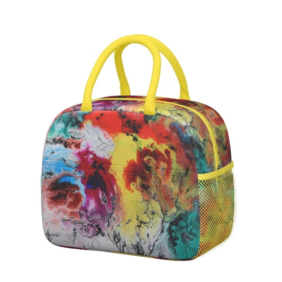 Minimalist Lunch Box for Adults - Reusable & Insulated Thermal Lunch Bag, Leakproof & Splash-Proof, Sturdy Handles for Daily Use - Modern Graffiti Art Design