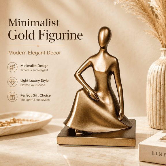 Minimalist Luxury Golden Yoga Figurine, Resin Decorative Statue Modern Elegant Design, Yoga Pose Sculpture for Home Decor, Living Room, Bedroom, Office, Meditation Room Accent Decoration, C