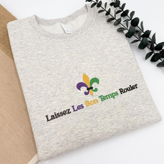 Minimalist Mardi Gras Embroidered Shirt, Laissez Les Bon Temps Rouler Tshirt, Mardi Gras Sweatshirt, Fat Tuesday Tee, NOLA Girls Trip