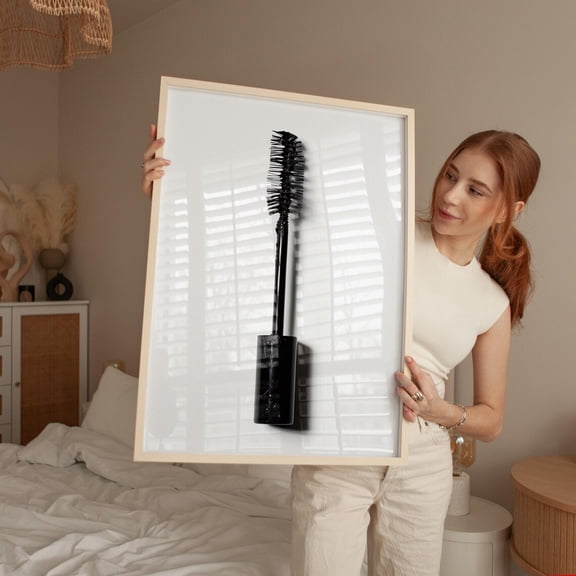Minimalist Mascara Wand Art Print, Modern Beauty Decor, Black And White Makeup Artist Print, Chic Cosmetic Wall Art, Modern Wall Decor, 16x24 UNFRAMED