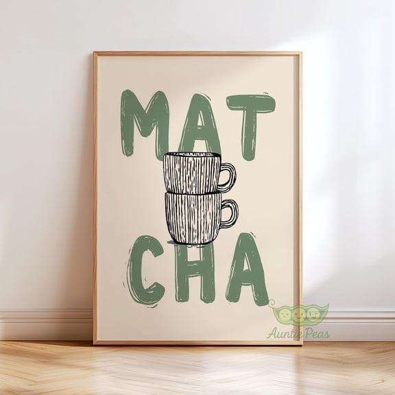 Minimalist Matcha Modern Tea Kitchen Typography Bold Cafe Retro Matcha Lover Cozy Matcha Bar Graphic Poster Unframed Paper Print