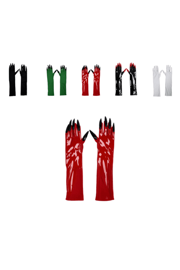 Minimalist Matte Black Sorcerer Wardrobe, Classic Stealth Silhouette Cosplay Gloves with matching Sharp Obsidian Claws for Dark Room Escape Actors, 2 Pcs