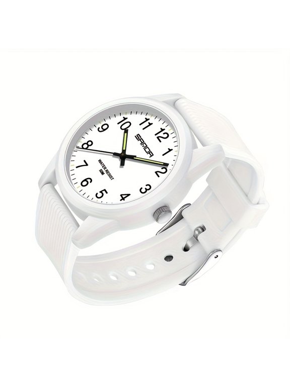 Minimalist Men Analog Wristwatch, Ultra-Thin Lightweight TPU Strap, Large Dial with Luminous Second Hand, Fashion Timepiece for Daily Casual Wear