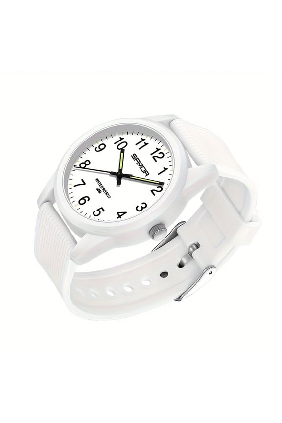 Minimalist Men Analog Wristwatch, Ultra-Thin Lightweight TPU Strap, Large Dial with Luminous Second Hand, Fashion Timepiece for Daily Casual Wear