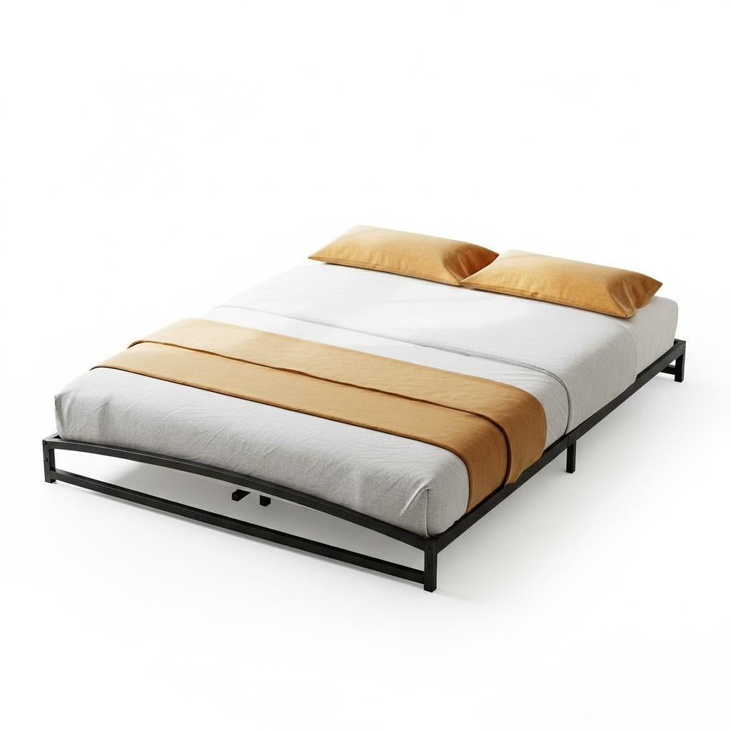 Minimalist Metal Bed Frame, Low Profile Platform Bed with Arched Design ...