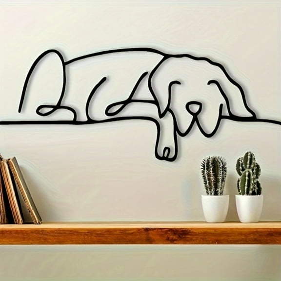 Minimalist Metal Dog Wall Art - Gothic Sleeping Dog Sculpture for Home Decor, Halloween Gift Idea - Living Room Bedroom, Bathroom & Kitchen Decor (1PC)"