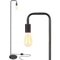 thumbnail image 1 of Minimalist Metal Industrial Standing Lamp with Marble Base, Black, 1 of 10