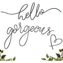 Minimalist Metal Wall Art Decor "Hello Gorgeous" Sign - Black Bedroom & Living Room Wall Decor, Office Home Hotel Decoration
