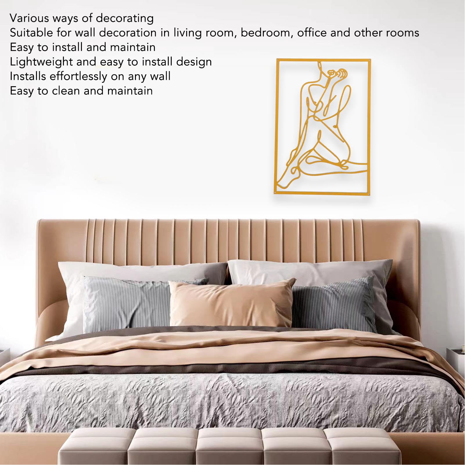 Photo inspiration: Picture Idea: Minimalist Metal Wall Art Elegant Female Form Decor For Bedroom