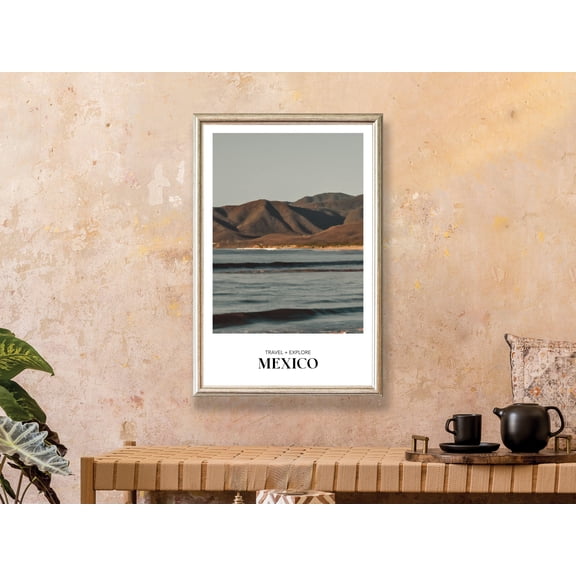 Minimalist Mexico Travel Poster, Modern Vintage Rustic Coastal Wall Art