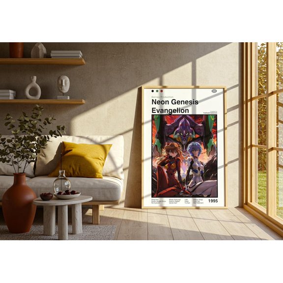 Minimalist Mid Century Mecha Design Neon Genesis Evangelion Anime Poster Print Wall Art Decor 8x12 UNFRAMED
