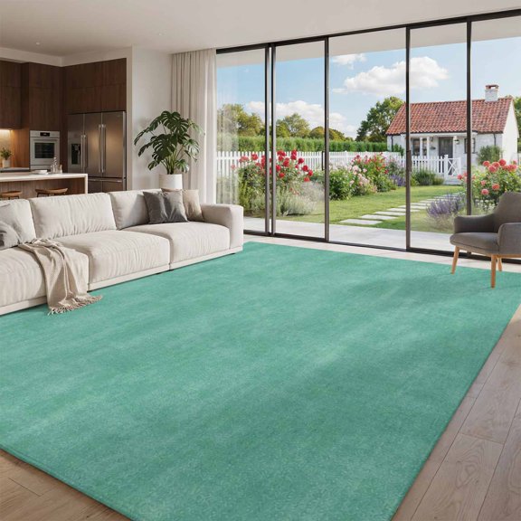 Minimalist Mint Green Area Rug 9'x12', Non-Slip Washable Rectangle Large Area Rug Indoor Carpet for Living Room Bedroom Kitchen