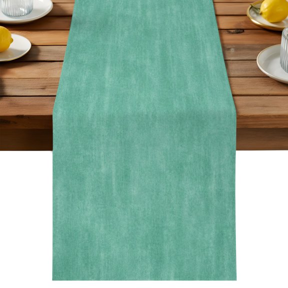 Minimalist Mint Green Table Runner, Vintage Art Distressed Pattern Farmhouse Cotton Linen Kitchen Dining Table Runner Home Decor for Party Festival Holiday Decoration Gift 13x36in