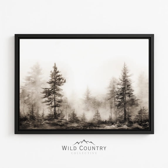 Minimalist Misty Pine Forest Neutral Nordic Woodland Sepia Evergreen ...