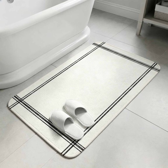 Minimalist Modern Art Door Mat,Indoor Outdoor Welcome Doormat Solid Pure White Color Absorbent Linen Front Door Mats Non-Slip Entrance Rug for Kitchen Bathroom Entryway,16x24in