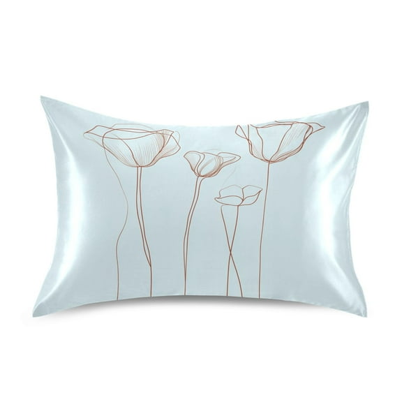 Minimalist Modern Flowers Luxury Silky Soft Pillowcase Standard Size Wrinkle Resistant Envelope Closure 20x26in